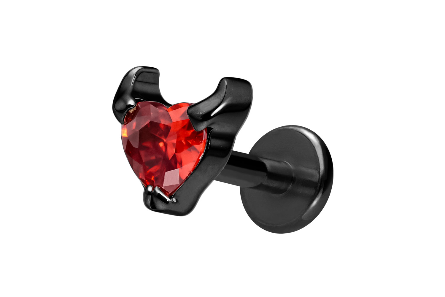 Titan Labret Piercing mit Innengewinde TEUFELSHERZ